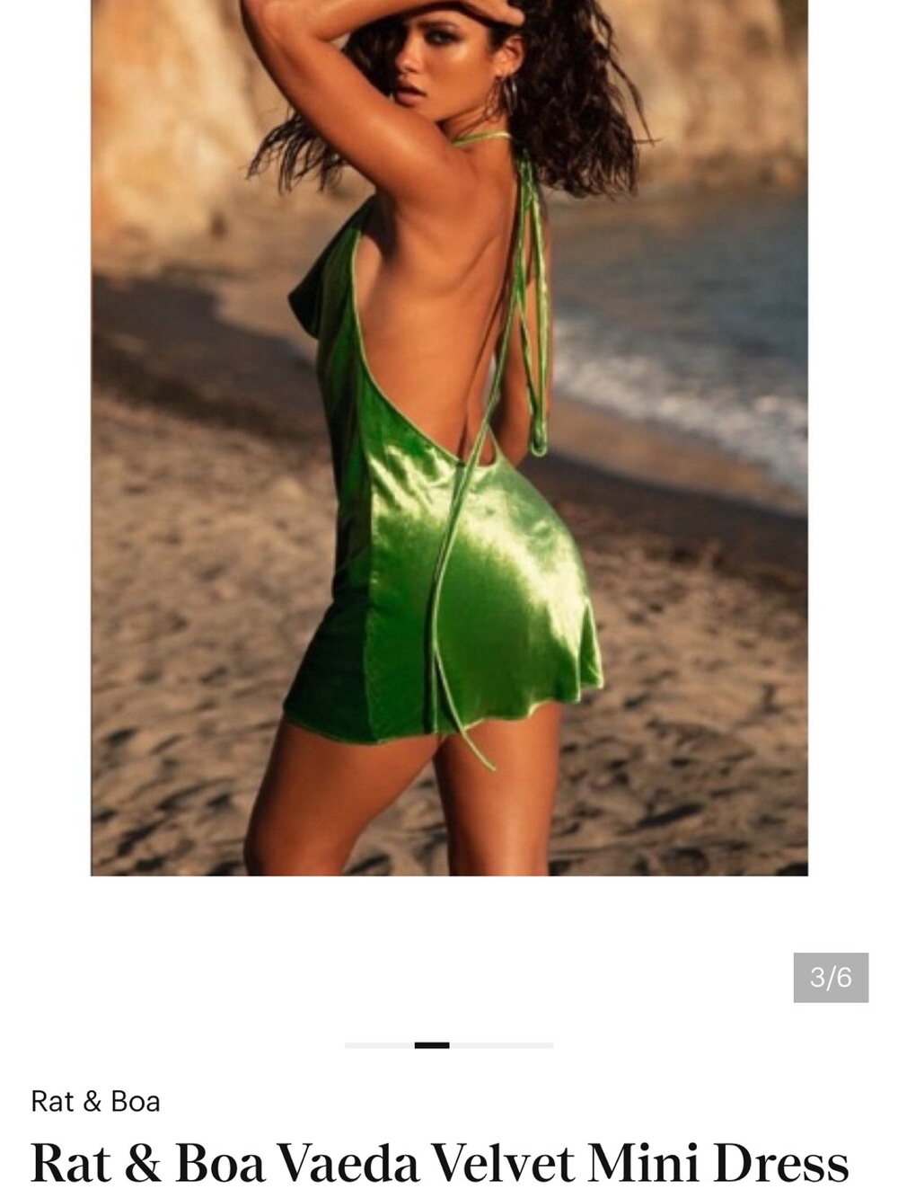 Rat & Boa Emerald Green Velvet Halter Mini Dress